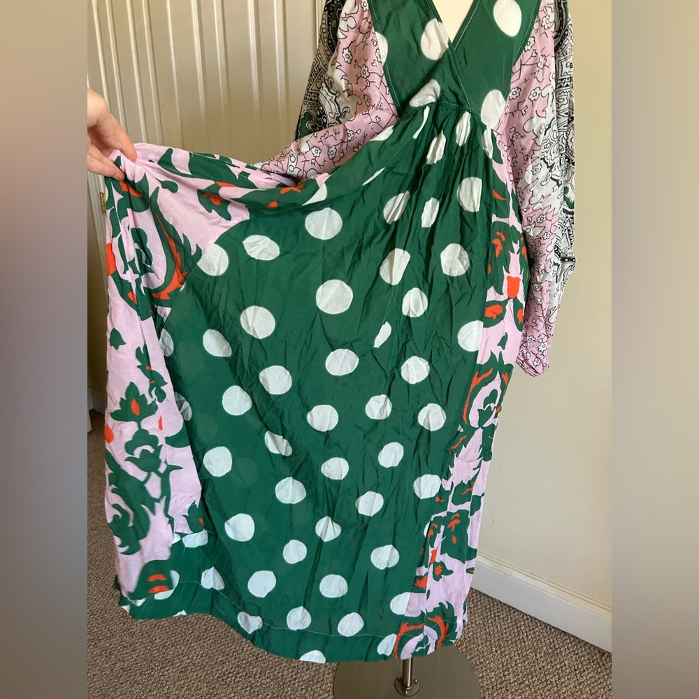 Essentiel Antwerp Green, multicolor print cotton blend boho maxi dress size XS - Picture 5 of 11